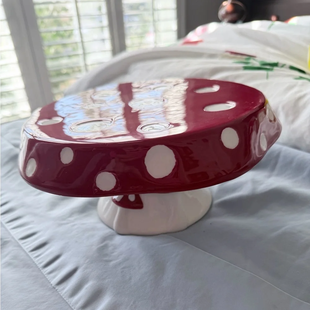 Red and White Mushroom Cake Stand